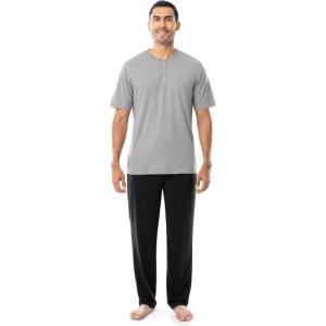 imageFruit of the Loom Mens 2Piece Jersey Knit Pajama SetGrey HeatherBlack