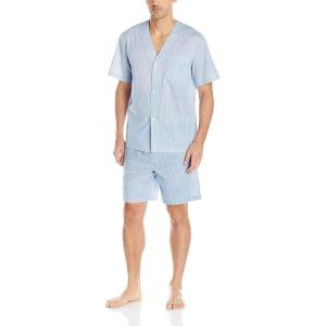 imageFruit of the Loom Mens Broadcloth Short Sleeve Pajama SetRoyal Stripe