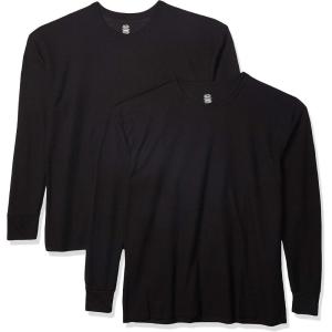 imageFruit of the Loom Mens Classic Midweight Waffle Thermal Underwear Crew TopBlackBlack 2pack