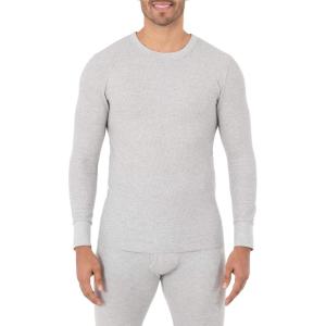 imageFruit of the Loom Mens Classic Midweight Waffle Thermal Underwear Crew TopGrey Heather