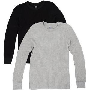 imageFruit of the Loom Mens Classic Midweight Waffle Thermal Underwear Crew TopLight Grey HeatherBlack Soot 2 Pack