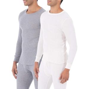 imageFruit of the Loom Mens Classic Midweight Waffle Thermal Underwear Crew TopLight Grey HeatherNatural