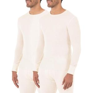 imageFruit of the Loom Mens Classic Midweight Waffle Thermal Underwear Crew TopNaturalNatural 2pack