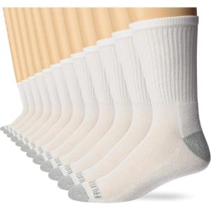 imageFruit of the Loom Mens Durable Cushioned Work Gear Socks with Dual Defense6 Pair PackWhiteGrey