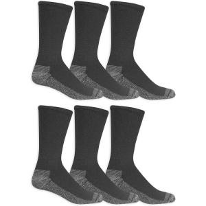 imageFruit of the Loom Mens Essential 6 Pair Pack Casual Socks with Cushion and Arch SupportBlack