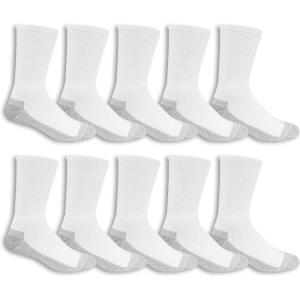 imageFruit of the Loom Mens Essential 6 Pair Pack Casual Socks with Cushion and Arch SupportWhite 10 Pack