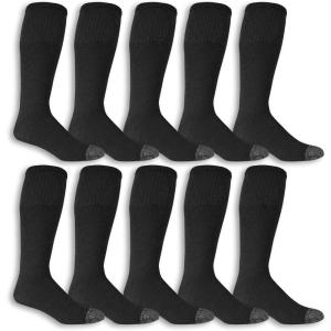 imageFruit of the Loom Mens Work Gear Cushioned Crew Socks 10 PairBlack 10 Pack