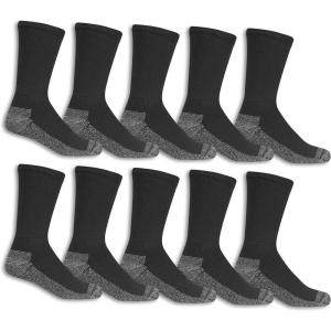 imageFruit of the Loom Mens Work Gear Everyday Work Crew Socks 10 Pack Black Medium 612