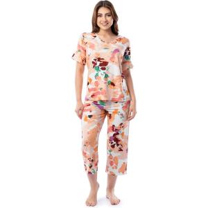imageFruit of the Loom Womens 360 Stretch Ruffle Sleeve VNeck Tee and Capri Sleep Pajama SetPainters Palette