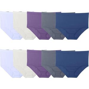 imageFruit of the Loom Womens Fit for Me Plus Size Assorted Seamless Brief Underwear 10 PackPlus Size Brief  10 Pack  BluePurpleGrey