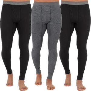 imageFruit of the Loom mens Recycled Premium Waffle Thermal Underwear Long Johns BottomBlackBlackGreystone Heather