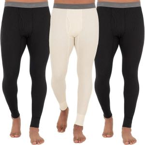 imageFruit of the Loom mens Recycled Premium Waffle Thermal Underwear Long Johns BottomBlackBlackNatural