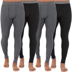 imageFruit of the Loom mens Recycled Premium Waffle Thermal Underwear Long Johns BottomBlackGreystone Heather 4 Pack