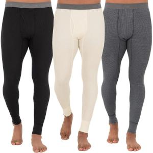 imageFruit of the Loom mens Recycled Premium Waffle Thermal Underwear Long Johns BottomBlackGreystone HeatherNatural