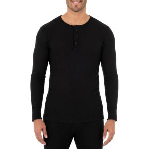 imageFruit of the Loom mens Recycled Waffle Thermal Underwear Henley TopBlack
