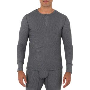 imageFruit of the Loom mens Recycled Waffle Thermal Underwear Henley TopGreystone Heather