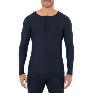 imageFruit of the Loom mens Recycled Waffle Thermal Underwear Henley TopNavy