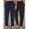 imageFruit of the Loom Mens Extended Sizes Jersey Knit Sleep Pajama Lounge Pant 1 ampamp 2 PacksBlackNavy 2pack