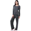 imageFruit of the Loom Womens Long Sleeve Tee and Pant 2 Piece Sleep SetGrey