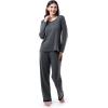 imageFruit of the Loom Womens Long Sleeve Tee and Pant 2 Piece Sleep SetGrey