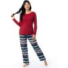 imageFruit of the Loom Womens Sueded Jersey Crew Top and Fleece Pant Sleep SetRedWinter Fairisle