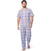 imageFruit of the Loom Mens Broadcloth Short Sleeve Top and Long Pants Pajama SetIvoryBlueRed Plaid