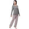 imageFruit of the Loom Womens Sueded Jersey Crew Top and Fleece Pant Sleep SetHeather GreySnowflake