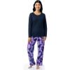 imageFruit of the Loom Womens Sueded Jersey Crew Top and Fleece Pant Sleep SetNavyAbstract