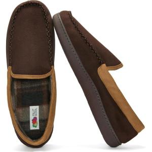 imageFruit of the Loom Memory Foam Slippers For Men  Microsuede Venetian  IndoorOutdor Plush Bedroom House Shoes ZapatillasBrown