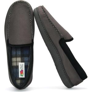 imageFruit of the Loom Memory Foam Slippers For Men  Microsuede Venetian  IndoorOutdor Plush Bedroom House Shoes ZapatillasGrey