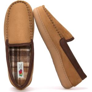 imageFruit of the Loom Memory Foam Slippers For Men  Microsuede Venetian  IndoorOutdor Plush Bedroom House Shoes ZapatillasTan
