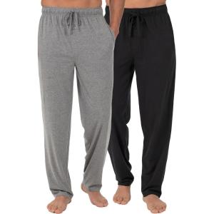 imageFruit of the Loom Mens Extended Sizes Jersey Knit Sleep Pajama Lounge Pant 1 ampamp 2 PacksBlackLight Grey