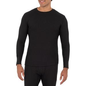 imageFruit of the Loom Mens Recycled Waffle Thermal Underwear Crew Top 1 and 2 PacksBlack