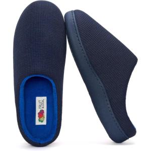 imageFruit of the Loom Mens Ribbed Jersey Clog Slippers  Memory Foam Sole  IndoorOutdoor Pantuflas Machine WashableNavy