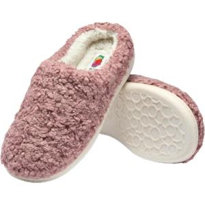imageFruit of the Loom Womens Berber Slippers  Fuzzy Memory Foam Lightweight Clog IndoorOutdoor Zapatillas de MujerPink