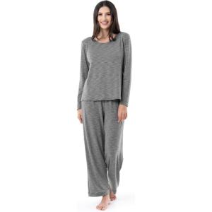 imageFruit of the Loom Womens Long Sleeve Tee and Pant 2 Piece Sleep SetHeather Grey