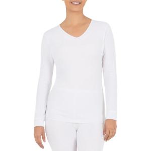 imageFruit of the Loom Womens Micro Waffle Thermal VNeckWhite