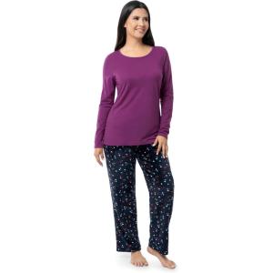 imageFruit of the Loom Womens Sueded Jersey Crew Top and Fleece Pant Sleep SetBerryMulti Confetti
