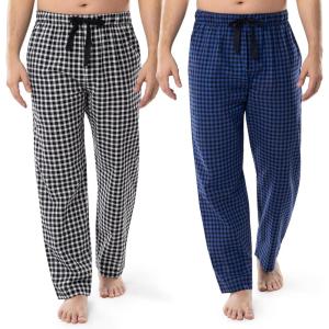 imageFruit of the Loom mens Broadcloth Woven Sleep Pajama PantBlue PlaidWhite