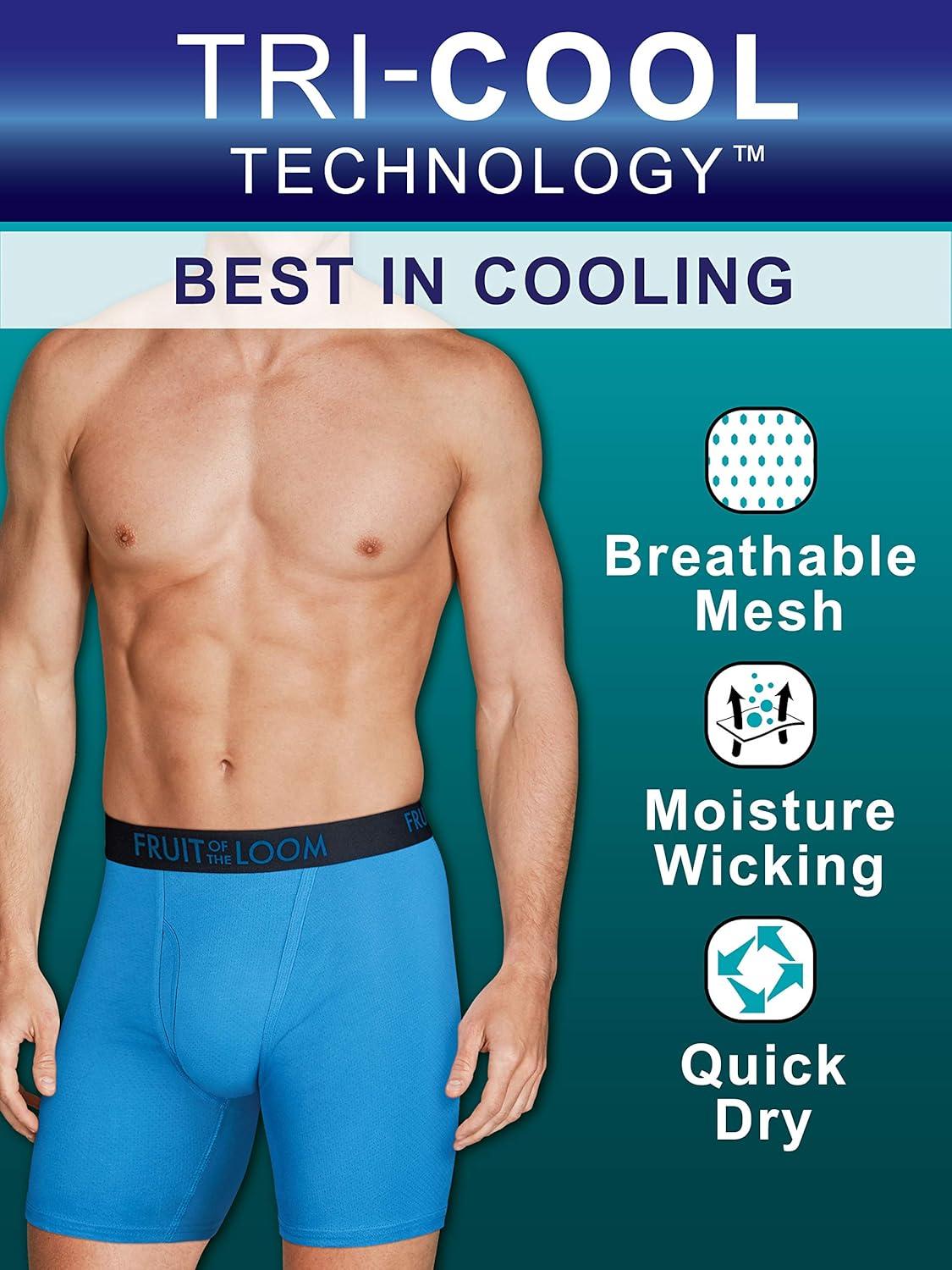 imageFruit of the Loom Mens Breathable Boxer Briefs Moisture Wicking Underwear Assorted Color MultipacksLong Leg  Micro Mesh  Colors May Vary
