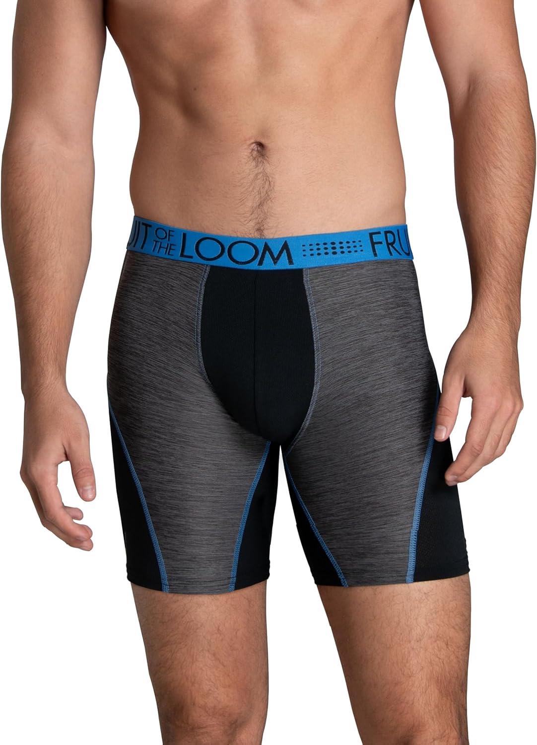 imageFruit of the Loom Mens Breathable Boxer Briefs Moisture Wicking Underwear Assorted Color MultipacksPerformance Stretch  Blue