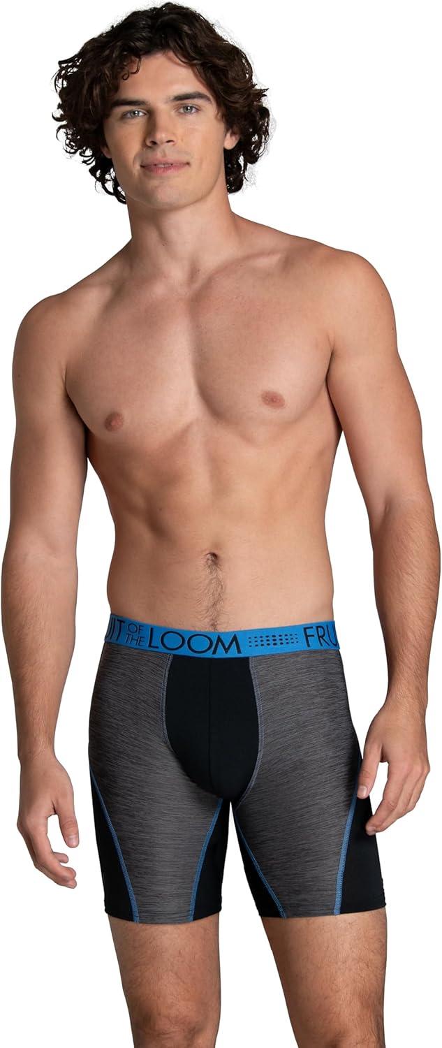 imageFruit of the Loom Mens Breathable Boxer Briefs Moisture Wicking Underwear Assorted Color MultipacksPerformance Stretch  Blue