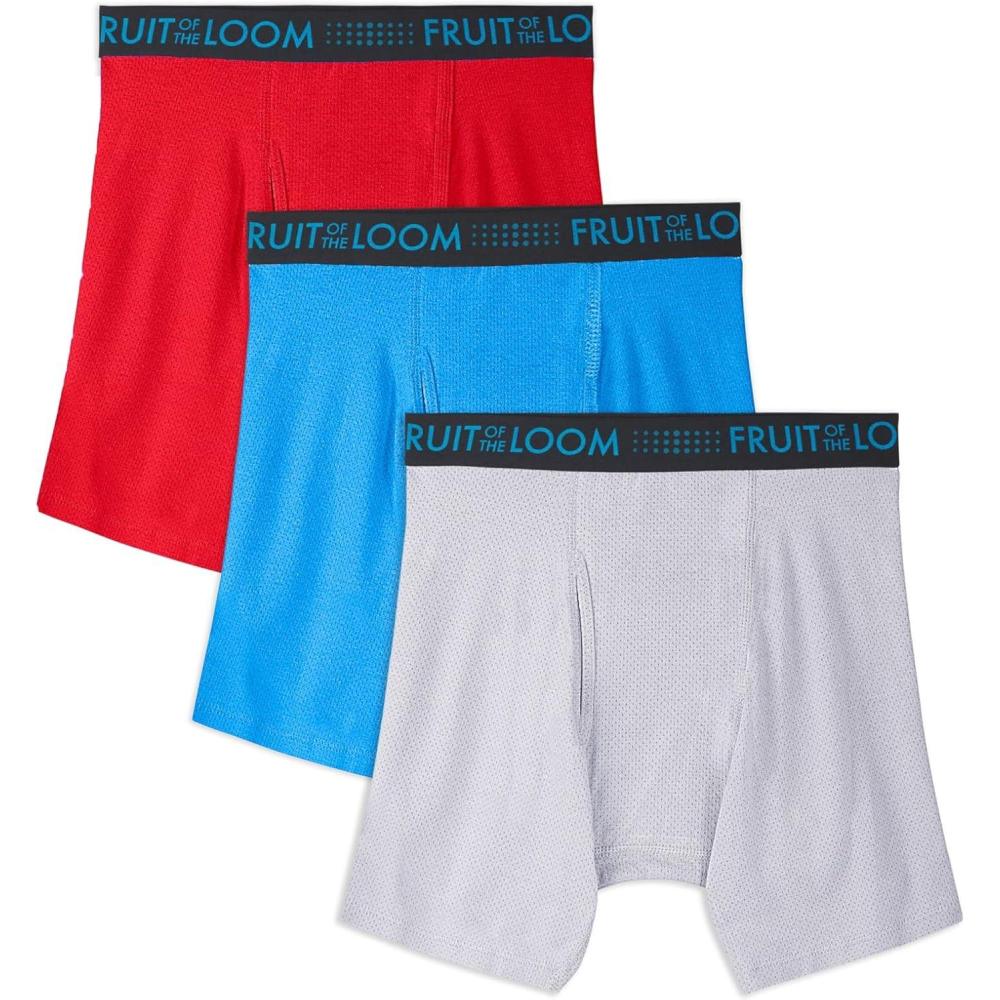 imageFruit of the Loom Mens Breathable Boxer Briefs Moisture Wicking Underwear Assorted Color MultipacksCotton Mesh  Colors May Vary