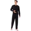 imageFruit of the Loom Mens 360 Stretch Long Sleeve Henley Top and Pant Sleep Pajama SetBlack