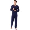 imageFruit of the Loom Mens 360 Stretch Long Sleeve Henley Top and Pant Sleep Pajama SetNavy