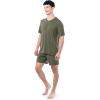 imageFruit of the Loom Mens 360 Stretch Sleeve VNeck Top and Short Sleep Pajama SetDusty Olive