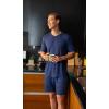 imageFruit of the Loom Mens 360 Stretch Sleeve VNeck Top and Short Sleep Pajama SetNavy