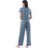 imageFruit of the Loom Womens Short Sleeve Tee and Pant 2 Piece Sleep Pajama SetBlue Stripe