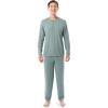 imageFruit of the Loom Mens 360 Stretch Long Sleeve Henley Top and Pant Sleep Pajama SetGreen