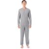 imageFruit of the Loom Mens 360 Stretch Long Sleeve Henley Top and Pant Sleep Pajama SetGrey Heather